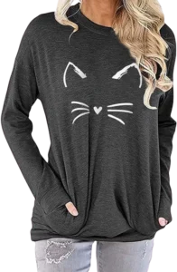 Cat Mom Gift 6 - Cat Long Sleeve with Pockets