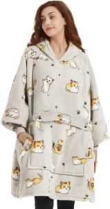 Cat Mom Gift 7 - Cat Patterned Wearable Blanket Hoodie